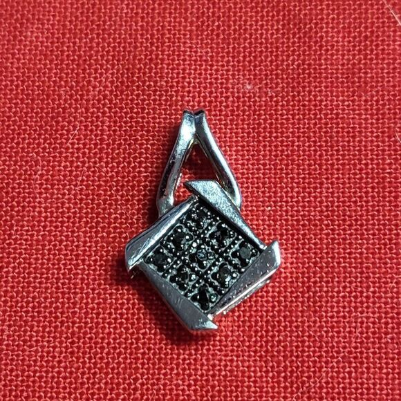 Black Pave Diamond Sterling Silver Pendant - Picture 1 of 8